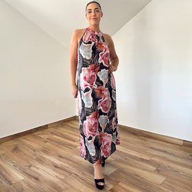 Kathy fekete virág mintás maxi ruha