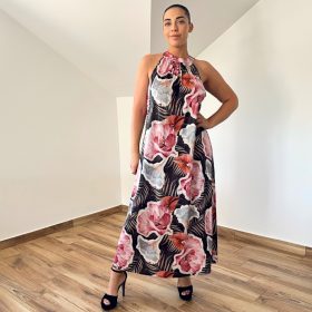 Kathy fekete virág mintás maxi ruha