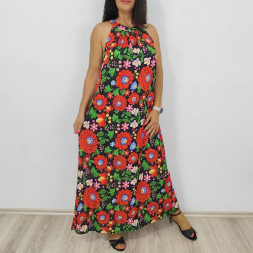 Kathy piros matyó mintás maxi ruha