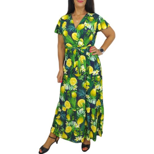 Lara átlapolt maxi ruha- Citruskert