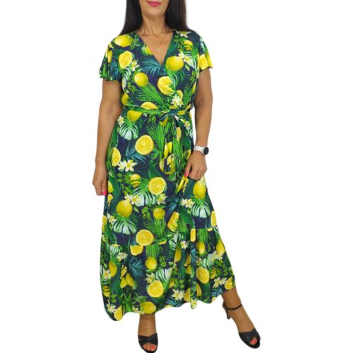 Lara átlapolt maxi ruha- Citruskert