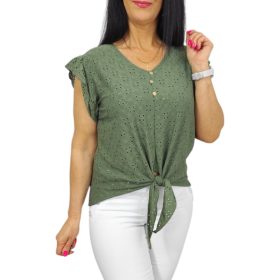 Lüszi madeira mintás felső-khaki