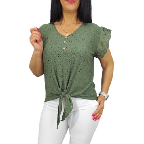 Lüszi madeira mintás felső-khaki