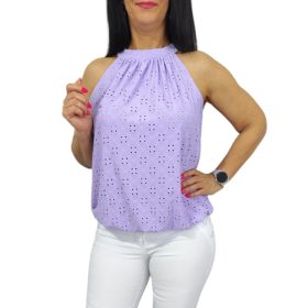 Lana ujjatlan madeira mintás felső- lila