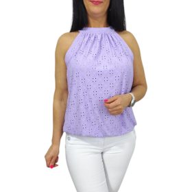 Lana ujjatlan madeira mintás felső- lila
