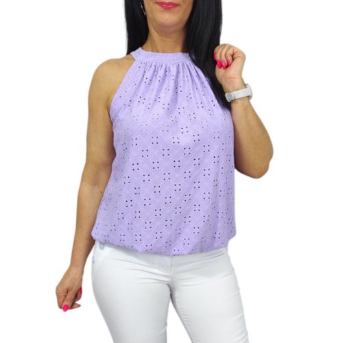 Lana ujjatlan madeira mintás felső- lila