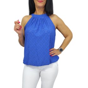 Lana ujjatlan madeira mintás felső- királykék