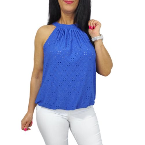 Lana ujjatlan madeira mintás felső- királykék