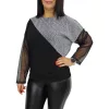 Léna lurex csillogó tüllujjú elegáns felső – Ezüst