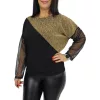Léna lurex csillogó tüllujjú elegáns felső – Arany