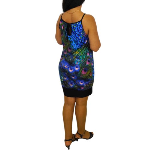 Lina pántos midi ruha – Pávatollas mintás