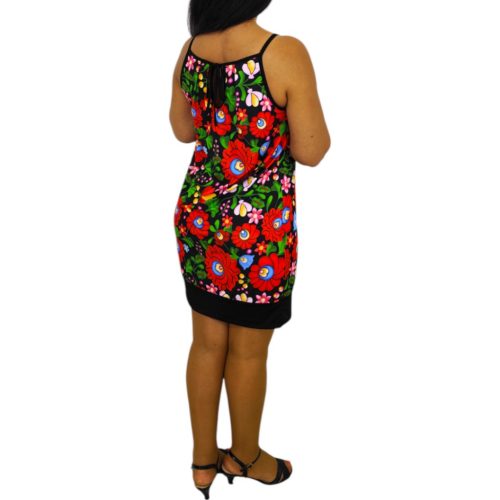 Lina pántos midi ruha – Színes matyó mintás