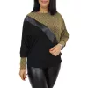 Lara bőrbetétes, lurex csillogó passzés felső – Arany