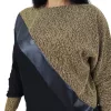 Lara bőrbetétes, lurex csillogó passzés felső – Arany