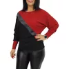 Lara bőrbetétes, lurex csillogó passzés felső – Piros
