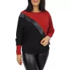 Lara bőrbetétes, lurex csillogó passzés felső – Piros