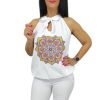 Lina elől megkötős pamut felső - mandala mintás