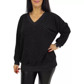 Marilla lurex csillogó V-nyakú elegáns felső – Fekete