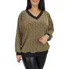 Marilla lurex csillogó V-nyakú elegáns felső – Arany