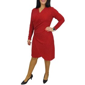 Nelly átlapolt csillogó alkalmi női ruha – Piros