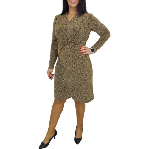 Nelly átlapolt csillogó alkalmi női ruha – Arany