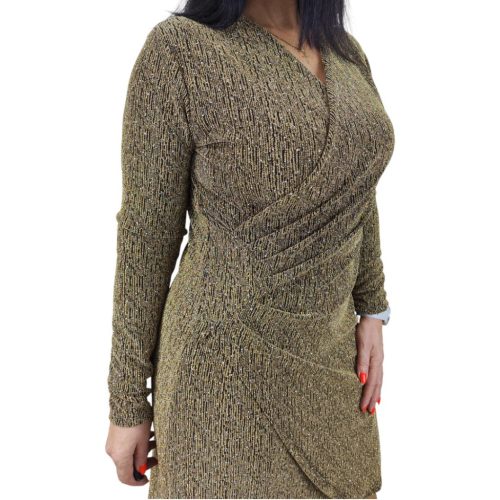 Nelly átlapolt csillogó alkalmi női ruha – Arany