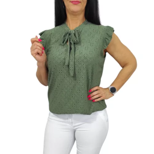 Orsi madeira mintás női felső – Khaki
