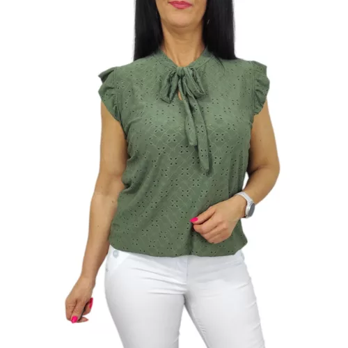 Orsi madeira mintás női felső – Khaki