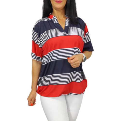 Fiorella plus size felső- sötétkék csíkos mintás