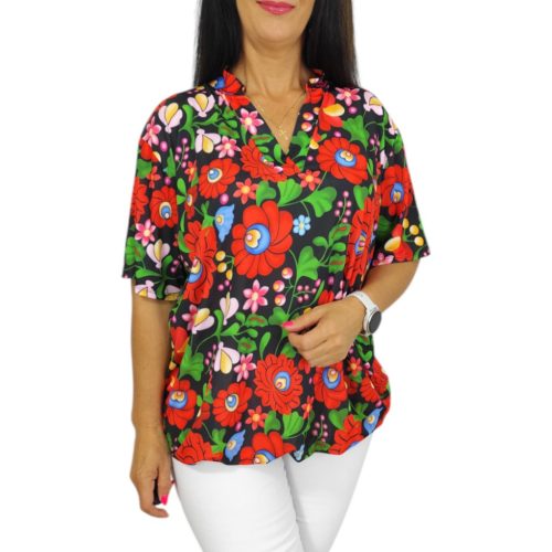 Fiorella plus size felső- Piros matyó mintás