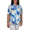 Fiorella plus size gumis aljú felső – Kék levélmintás
