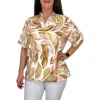 Fiorella plus size gumis aljú felső – Bézs levélmintás