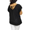 Szelli Plus size V-nyakú felső - fekete madeira mintás
