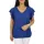 Szelli Plus size V-nyakú madeira mintás felső - sötétkék
