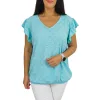 Szelli Plus size V-nyakú madeira mintás felső - menta