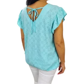 Szelli Plus size V-nyakú madeira mintás felső - menta
