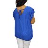 Szelli Plus size V-nyakú felső - királykék madeira mintás