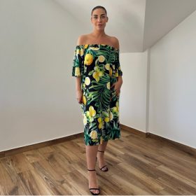 Tanja vállra húzható ruha - citrom mintás