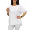 Yuri plus size madeira mintás felső - fehér