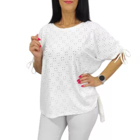 Yuri plus size madeira mintás felső - fehér