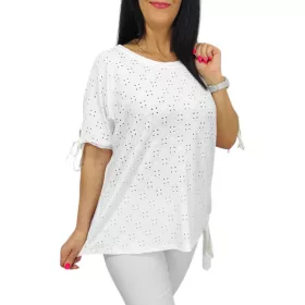 Yuri plus size madeira mintás felső - fehér