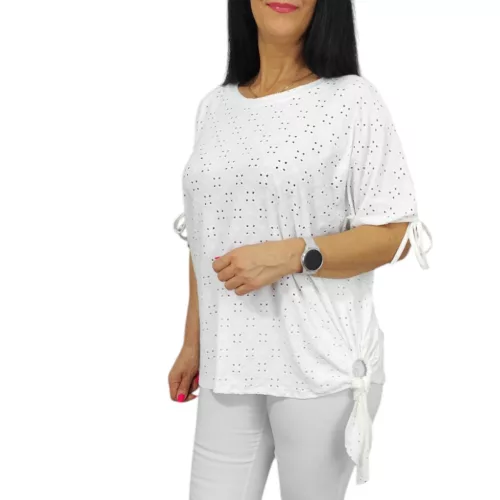 Yuri plus size madeira mintás felső - fehér