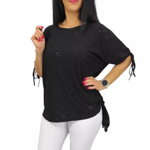 Yuri plus size madeira mintás felső - fekete