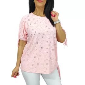 Yuri plus size madeira mintás felső - babarózsaszín