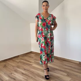 Zoé V-nyakú maxi ruha - eper mintás
