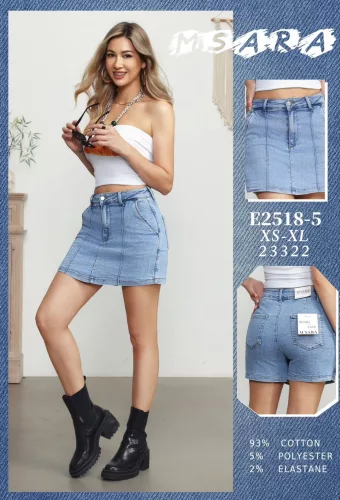 Denim Love farmer mini szoknyanadrág – Világoskék