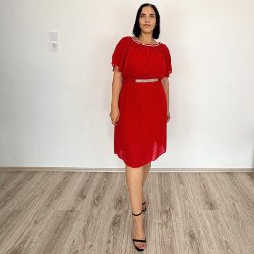 Francesca kerek nyakú midi ruha - piros 