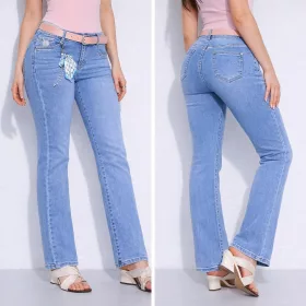    Plus size regular fit farmernadrág ajándék övvel – Világoskék
