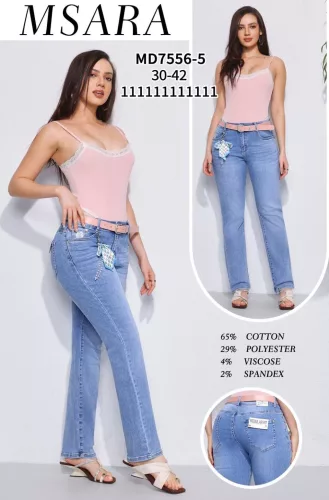 Plus size regular fit farmernadrág ajándék övvel – Világoskék
