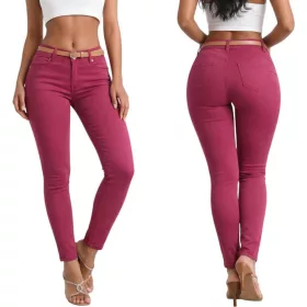Plus size push-up skinny farmernadrág - burgundi